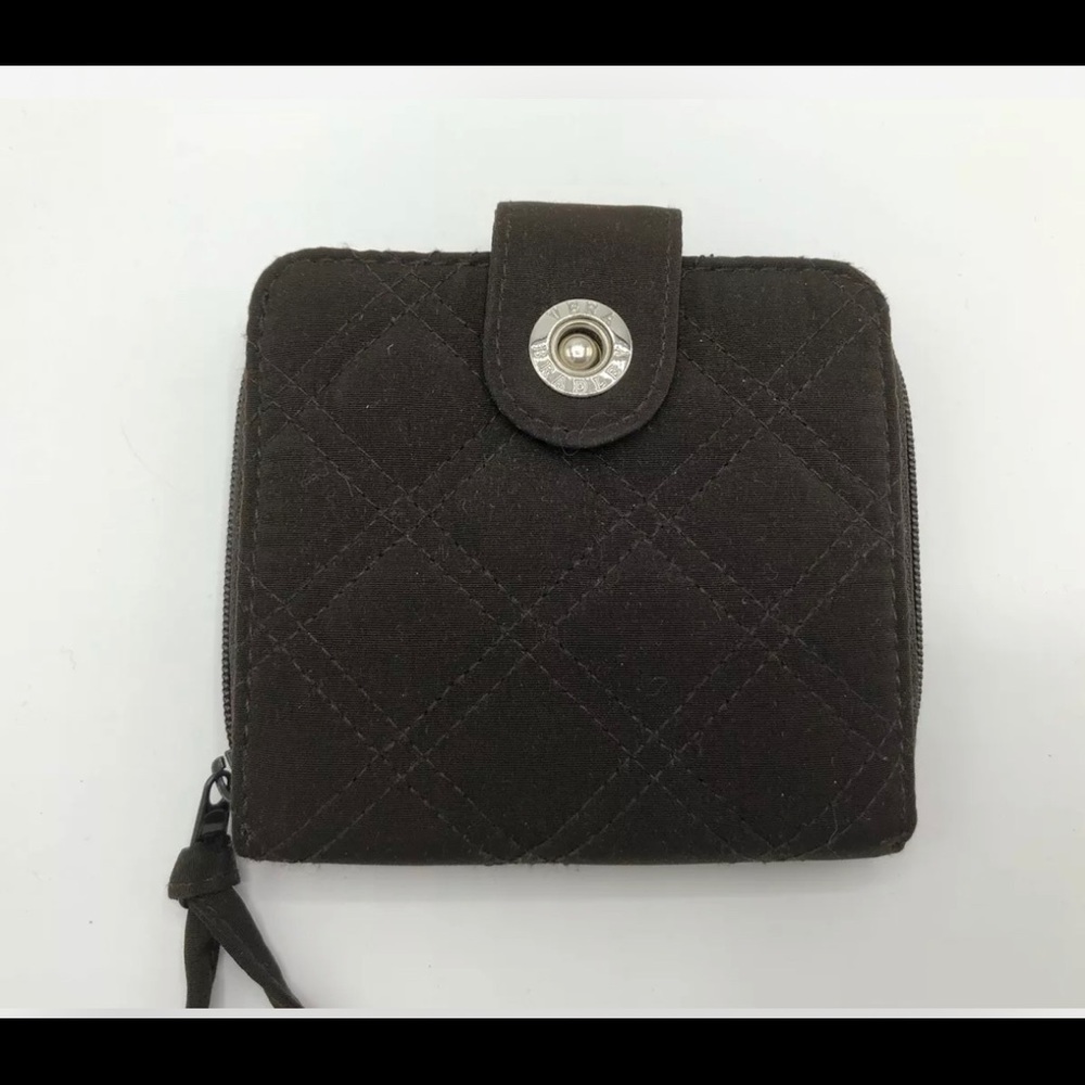 Vera Bradley Brown Microfiber Mini Zip Wallet